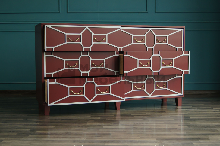 Бордовый комод "Emerald" 6 ящиков арт DSC348ETG/R Бордовый комод
