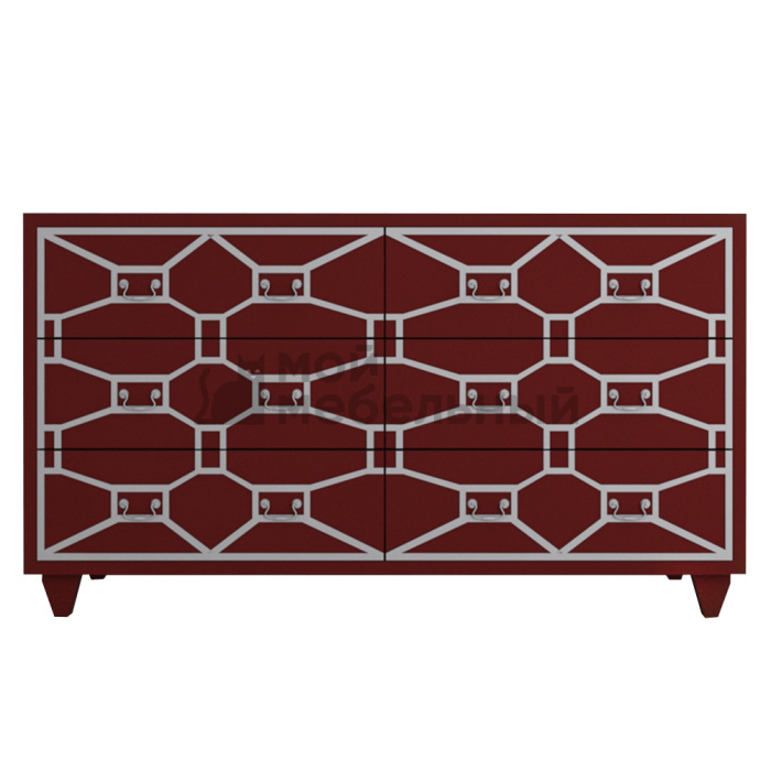 Бордовый комод "Emerald" 6 ящиков арт DSC348ETG/R Бордовый комод