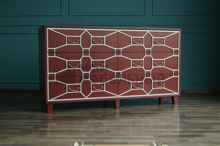 Бордовый комод "Emerald" 6 ящиков арт DSC348ETG/R Бордовый комод