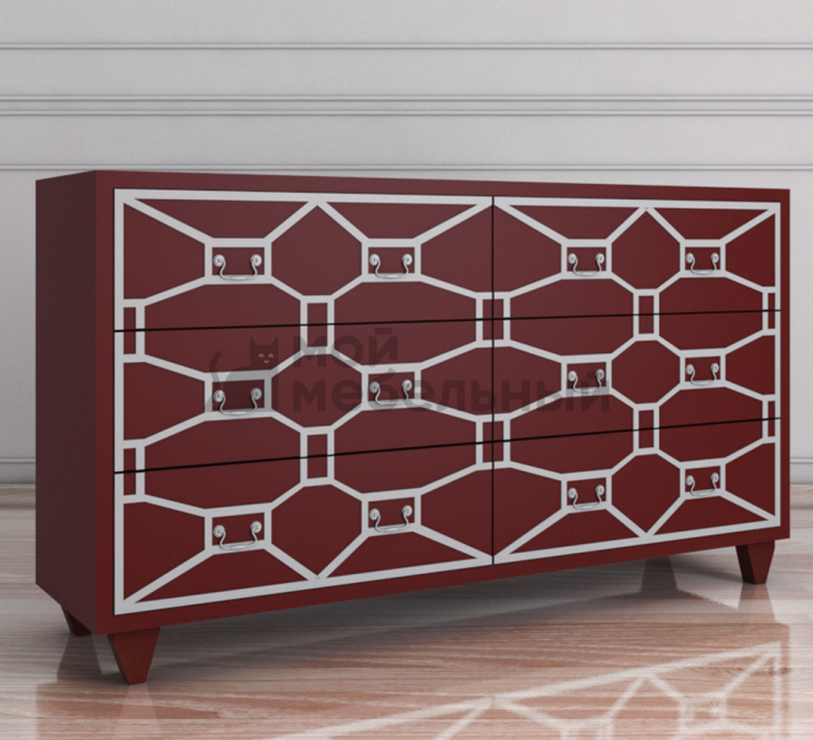 Бордовый комод "Emerald" 6 ящиков арт DSC348ETG/R Бордовый комод
