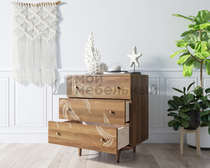 Комод "Boho" 3 ящика с растением арт BH04 Комод