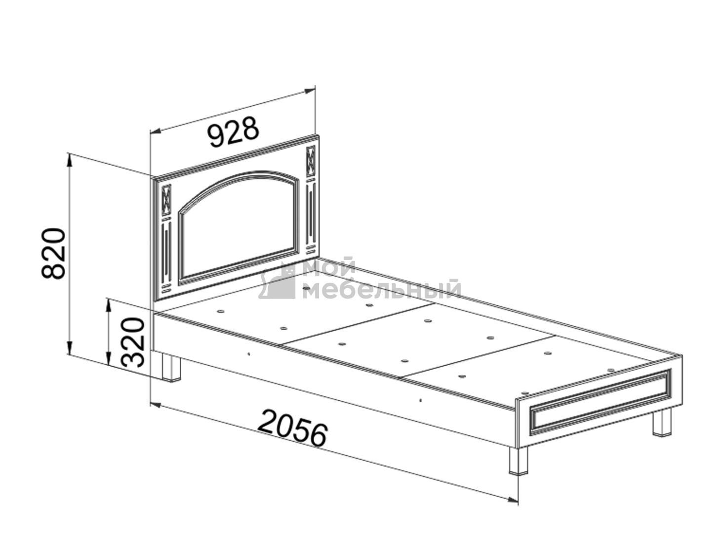 чертежи односпальной кровати с размерами и ящиками