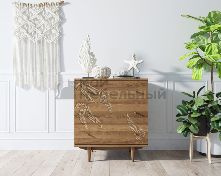 Комод "Boho" 3 ящика с растением арт BH04 Комод