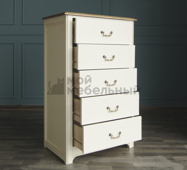 Бежевый комод "Olivia" высокий на 5 ящиков арт GA3005C Бежевый комод