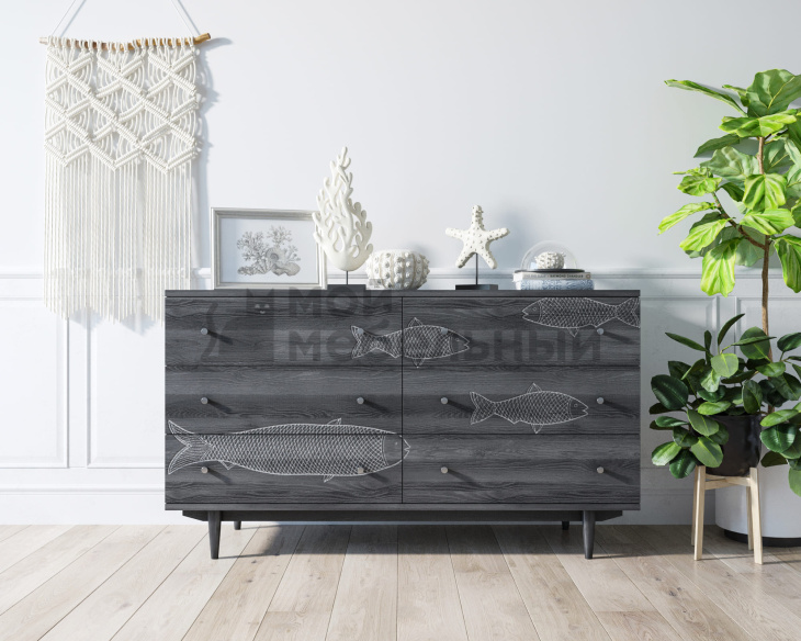 Комод "Boho" 6 ящиков с рыбами арт BH01 Комод