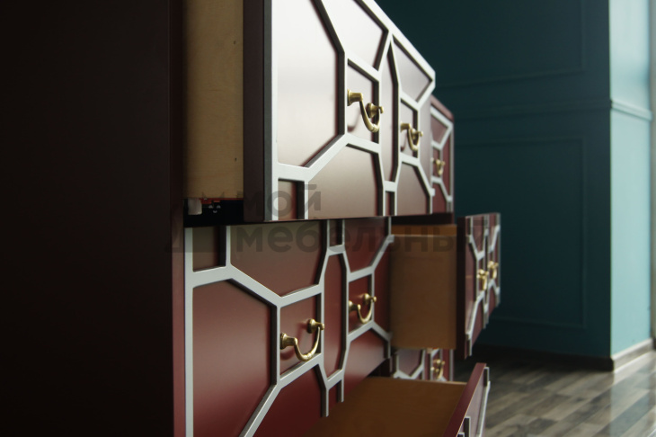 Бордовый комод "Emerald" 6 ящиков арт DSC348ETG/R Бордовый комод