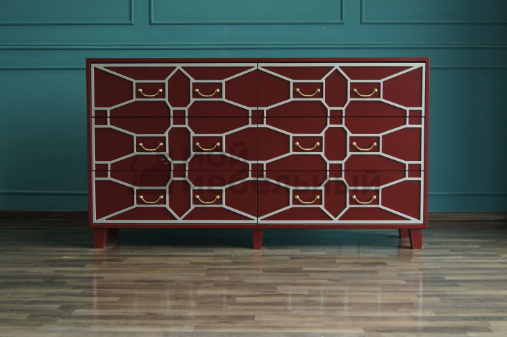 Бордовый комод "Emerald" 6 ящиков арт DSC348ETG/R Бордовый комод