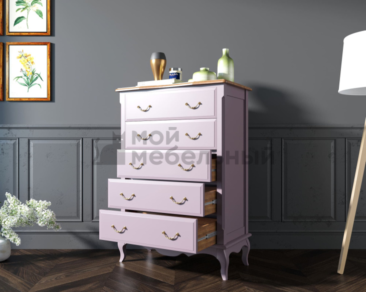 Комод Leontina Lavanda на пять ящиков вертикальный арт ST9342L Комод Leontina Lavanda на пять ящиков вертикальный арт ST9342L фото 3