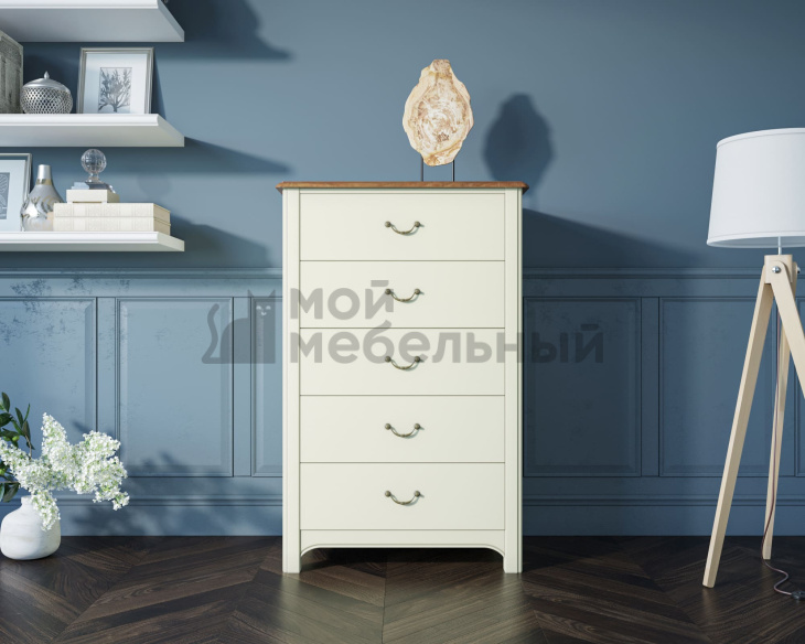 Бежевый комод "Olivia" высокий на 5 ящиков арт GA3005C Бежевый комод