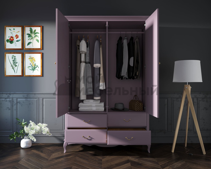 Шкаф "Leontina Lavanda" двустворчатый с ящиками арт ST9327KR2L Шкаф