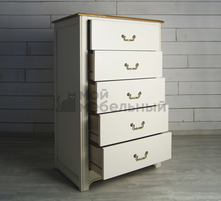 Бежевый комод "Olivia" высокий на 5 ящиков арт GA3005C Бежевый комод