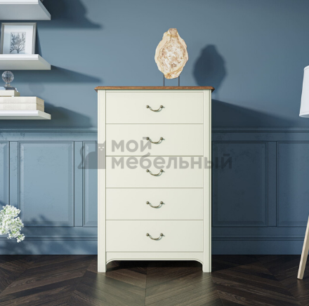 Бежевый комод "Olivia" высокий на 5 ящиков арт GA3005C Бежевый комод