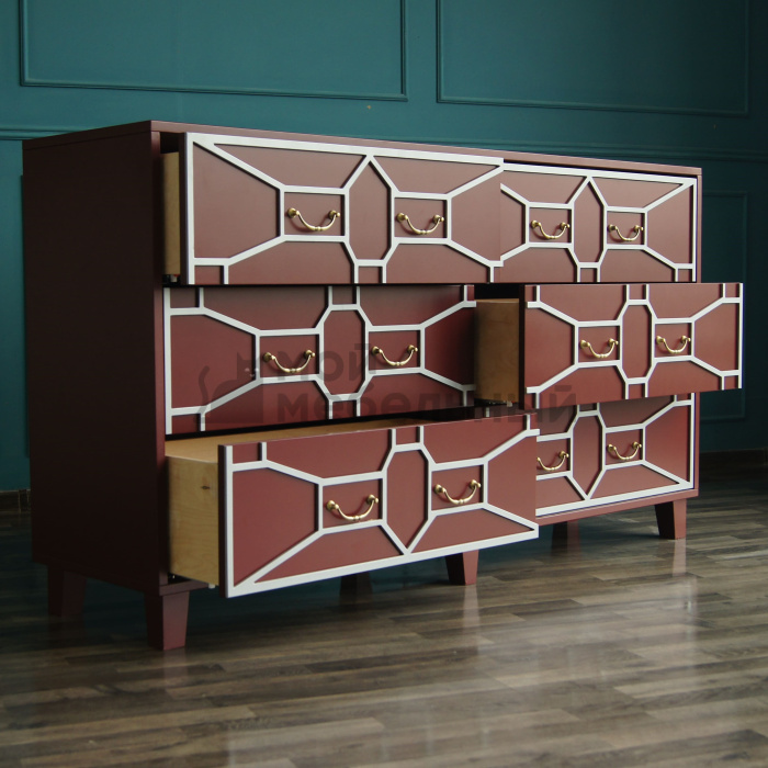 Бордовый комод "Emerald" 6 ящиков арт DSC348ETG/R Бордовый комод