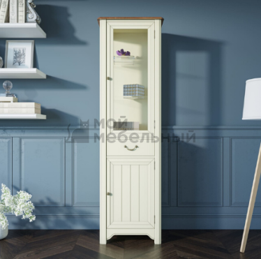 Узкий шкаф-витрина "Olivia" в бежевом цвете арт GC2005C