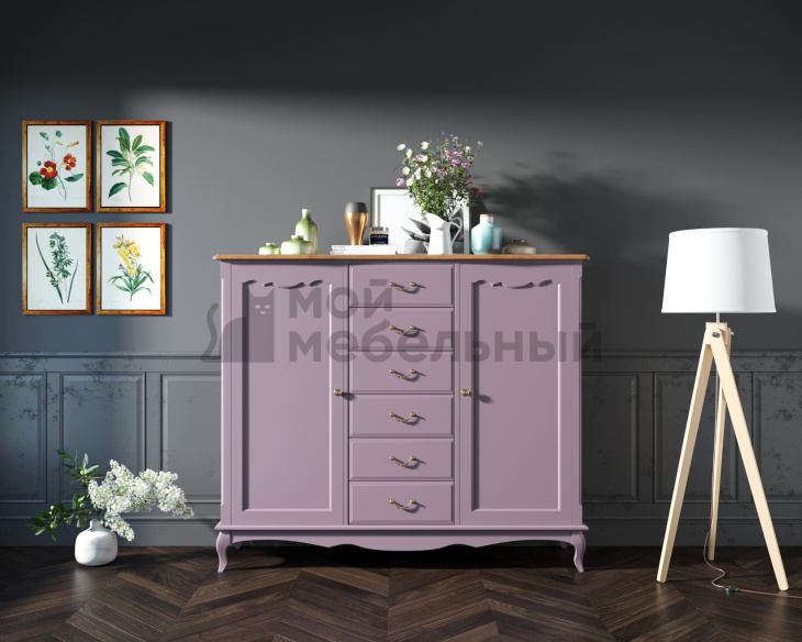 Комод Leontina Lavanda с шестью ящиками и дверками арт ST9350L фото 1