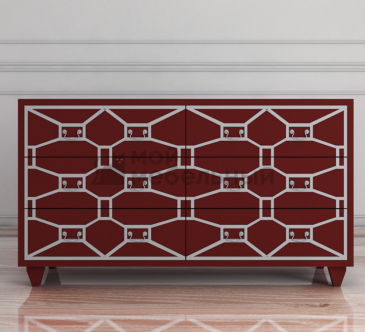 Бордовый комод "Emerald" 6 ящиков арт DSC348ETG/R Бордовый комод