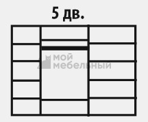 Шкаф 5-ти ств. для платья и белья (3 зеркала) Ярцево Арго А1Ш1/5 фото 3