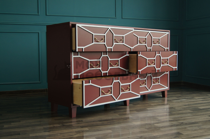 Бордовый комод "Emerald" 6 ящиков арт DSC348ETG/R Бордовый комод