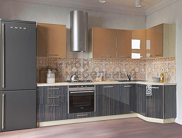 Модульная кухня LOFTeam HPL Бронза/темное зебрано Глянец фото 2