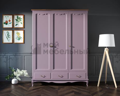 Шкаф Leontina Lavanda для одежды трехстворчатый с ящиками арт ST9327KR/3L