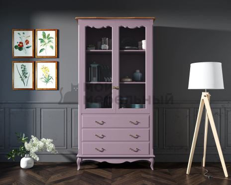 Шкаф "Leontina Lavanda" для посуды высокий 3 ящика арт ST9355/3L